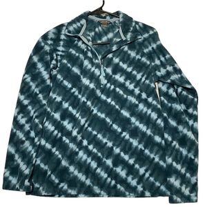 Eddie Bauer Women’s Long Sleeve Quarter Zip Fleece Tie Dye Blue Green Size Small